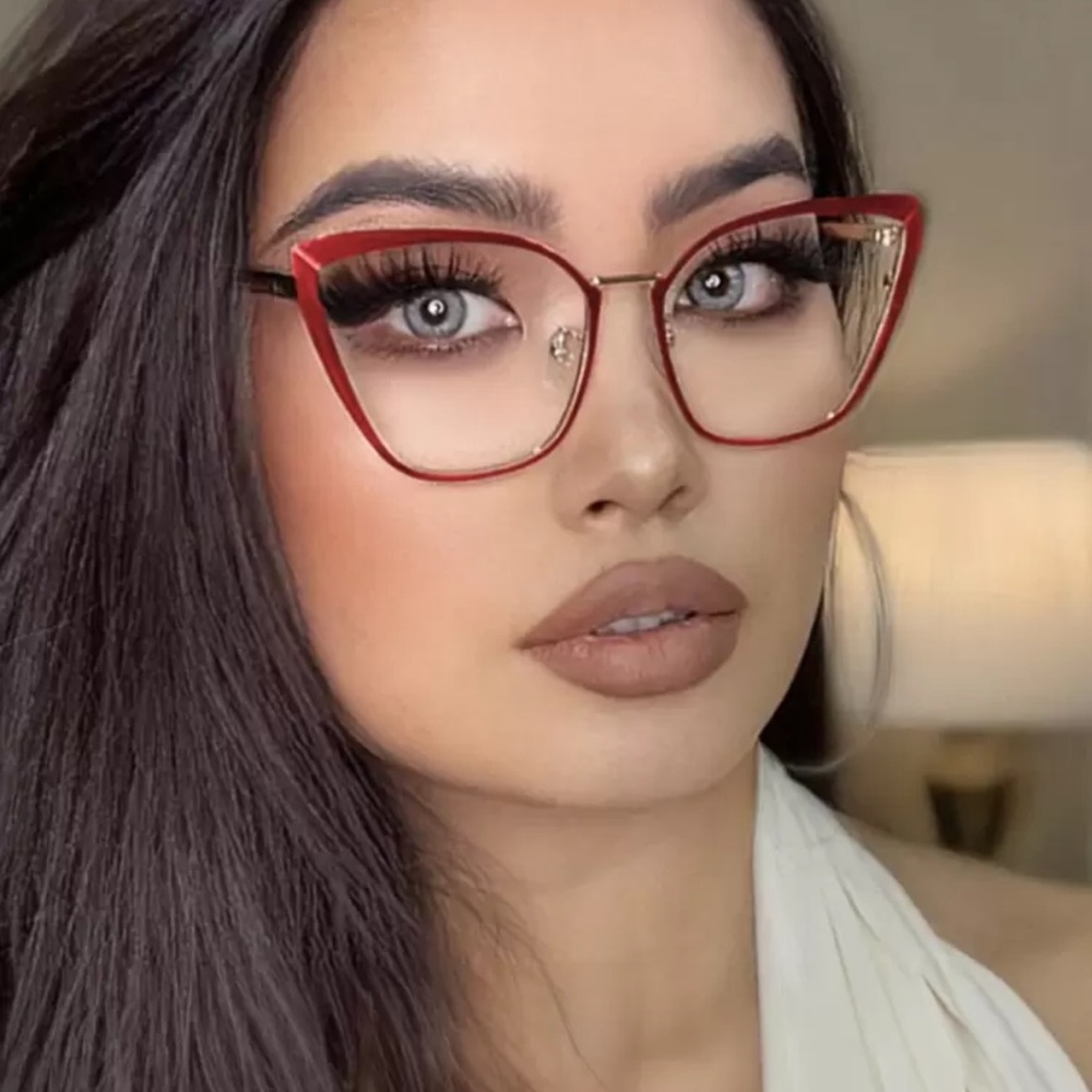 1pc Cat Eye Stainless Steel Spring Arm Women Casual Fashion Glasses